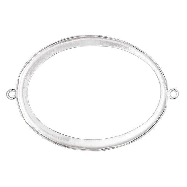 Link, fine silver, 41x31mm open-back oval with 40x30mm oval bezel cup setting. Sold individually. image number 0