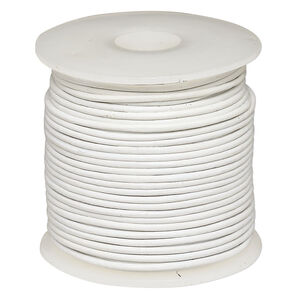 Cord, leather (dyed), white, 1-1.2mm round. Sold per 25-yard spool.