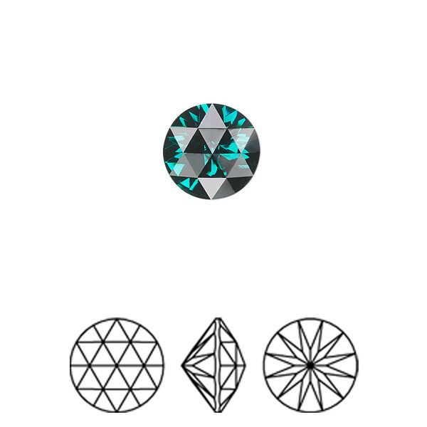 Round stone 2pk emerald foil back, Crystal Passions® 10mm rose cut round 1401 image number 0
