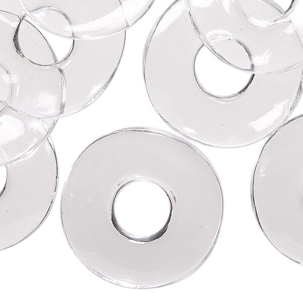 Component, acrylic, transparent clear, 25mm wavy round donut. Sold per pkg of 12. image number 0