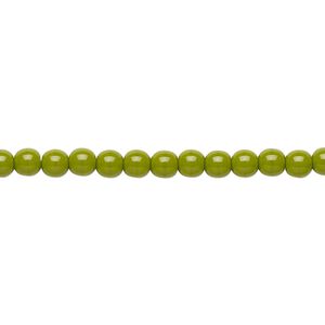 Bead, Preciosa, Czech glass druk, opaque chartreuse, 4mm round. Sold per 15-1/2" to 16" strand.