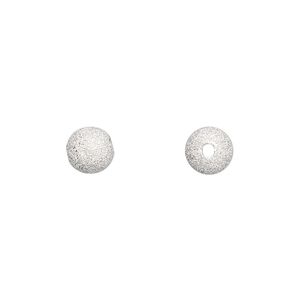 Bead, sterling silver, 7mm stardust round. Sold per pkg of 2.