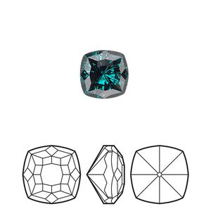 Fancy stone 48pk emerald foil back, Swarovski® 10mm magical square 4460