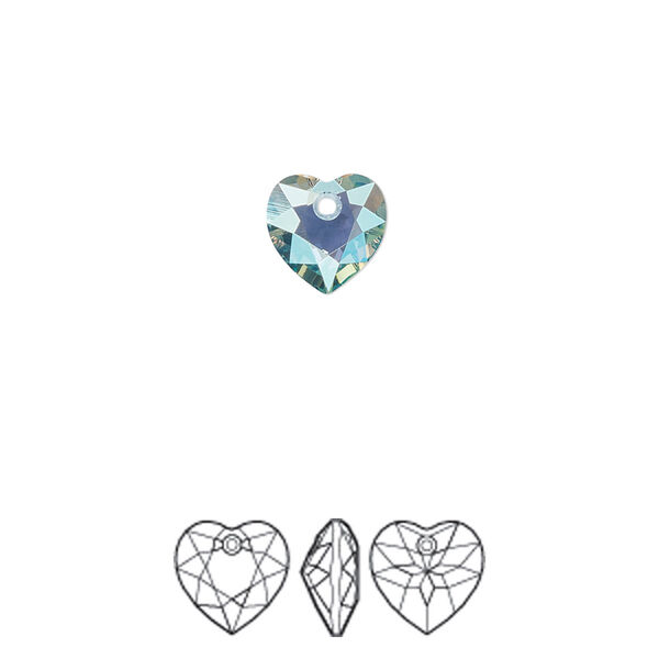 Drop 4pk aquamarine shimmer, Crystal Passions® 8mm pendant heart cut 6432 image number 0