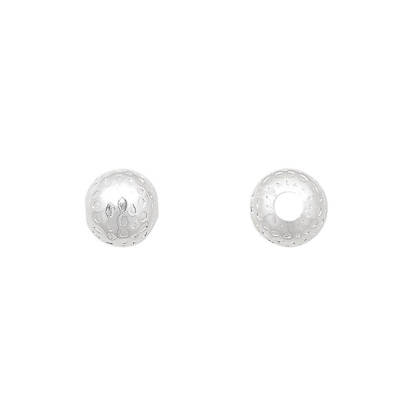 Bead, silver-plated brass, 8mm dimpled round. Sold per pkg of 100. image number 0