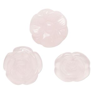 Drop mix, glass, translucent pink, 29x24mm-30x30mm top-drilled carved flower. Sold per pkg of 3.