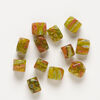 Bead, millefiori glass 1pkg2oz, translucent yellow-golden / yellow / multicolored, 16x10mm-18x13mm 4-sided rectangle. image number 1