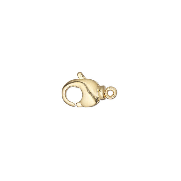 Clasp, lobster claw, gold-plated brass, 11x7mm with swivel. Sold per pkg of 4. image number 0