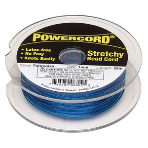 Cord, Powercord®, elastic, turquoise, 1mm, 14-pound test. Sold per 25-meter spool.