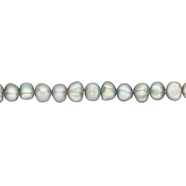 Pearl, cultured freshwater pearl (dyed), sea mist, 3-4mm flat-sided potato, D grade, Mohs hardness 2-1/2 to 4. Sold per 15-inch strand, approximately 105 beads. image number 0