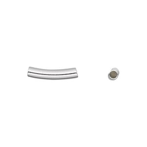 Bead, sterling silver, 15x3mm curved round tube. Sold per pkg of 2.