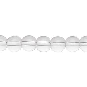 Bead, glass, clear, 8mm round. Sold per 36-inch strand.