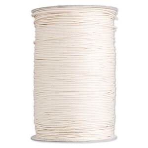 Cord, waxed cotton, ivory, 2mm round. Sold per 500-yard spool.