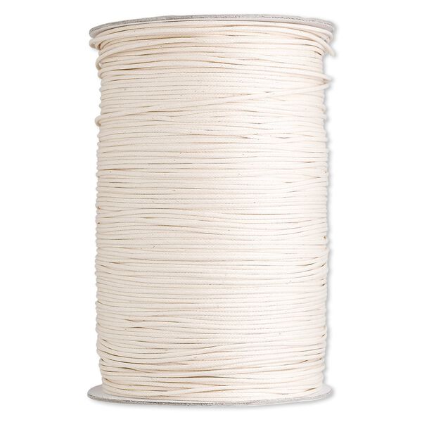 Cord, waxed cotton, ivory, 2mm round. Sold per 500-yard spool. image number 0