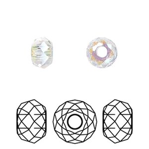 Bead 4pk crystal shimmer 2X, Crystal Passions® 8x5.3mm briolette XL hole 5042