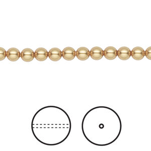 Pearl 1pkg500 royal gold, Swarovski®, 4mm round 5810
