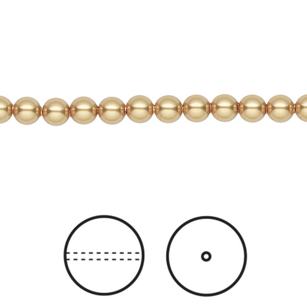 Pearl 1pkg500 royal gold, Swarovski®, 4mm round 5810 image number 0