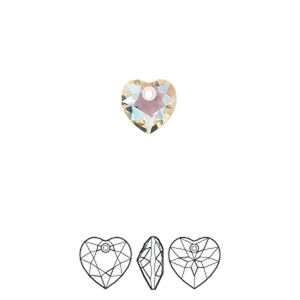 Drop 72pk crystal shimmer, Swarovski® 8mm pendant heart cut 6432