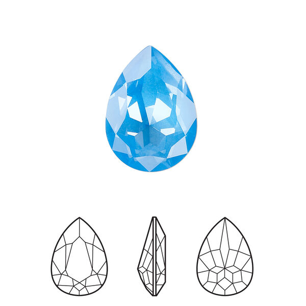 Fancy stone 1pk crystal electric blue ignite LacquerPRO, Crystal Passions® 18x13mm pear 4320 image number 0