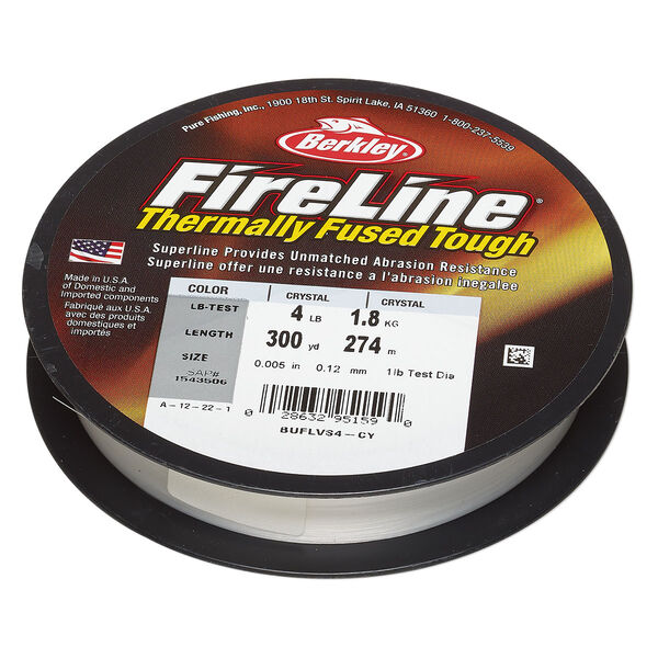 Thread, Berkley® FireLine®, high-modulus polyethylene, 8-fiber braid, crystal, 0.12mm diameter, 4-pound test. Sold per 300-yard spool. image number 0
