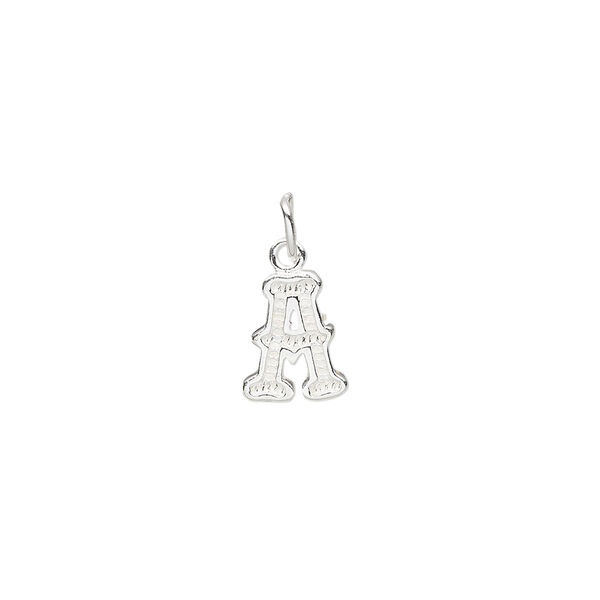 Charm, sterling silver, 10x8mm fancy block alphabet letter "A." Sold individually. image number 0