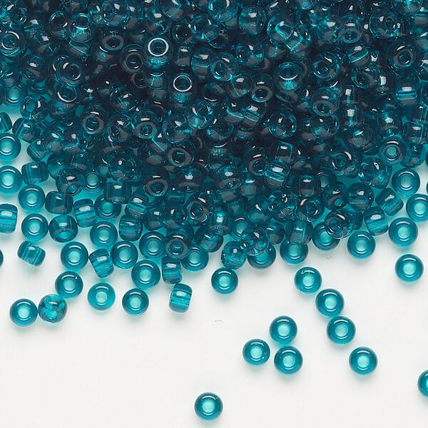 Seed bead, Miyuki, glass, pkg/50g, #8 rocaille, transparent teal (RR-2405). image number 0