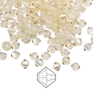 Bead 144pk crystal blond flare, Preciosa Czech crystal 4mm bicone