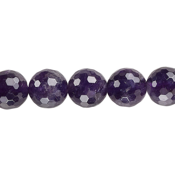 Bead, amethyst (natural), 10mm faceted round, B grade, Mohs hardness 7. Sold per 15-1/2" to 16" strand. image number 0