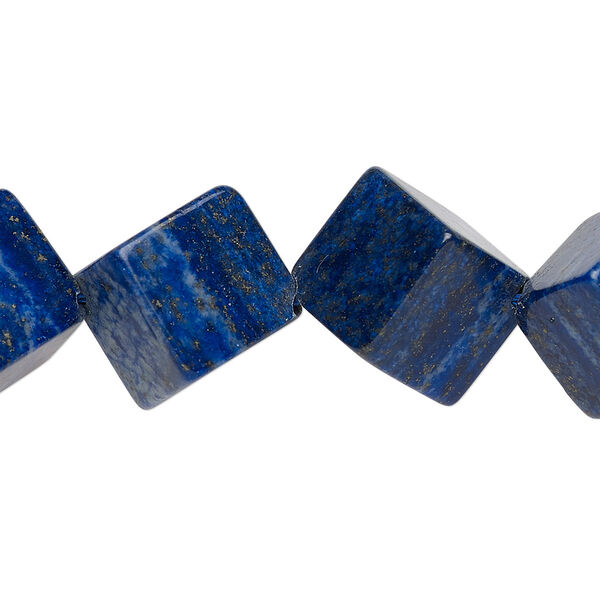 Bead, lapis lazuli (dyed), 18-20mm diagonally drilled cube, B grade, Mohs hardness 5 to 6. Sold per 15-inch strand. image number 0