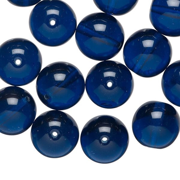 Czech glass 1pkg30, round druk bead dark aqua blue 12mm image number 0