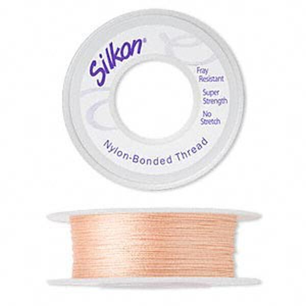 Thread, Silkon®, bonded nylon, lightweight #1, peach. Sold per 100-yard spool. image number 0
