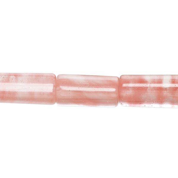 Bead, cherry "quartz" glass, 13x8mm-17x8mm triangular tube with 0.6-0.8mm hole. Sold per 15-1/2" to 16" strand. image number 0