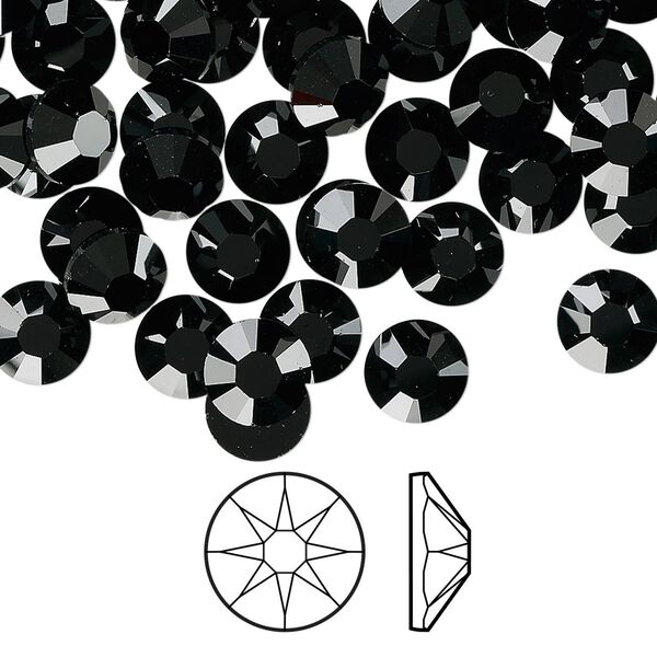 Flat back 144pk jet foil back, Crystal Passions® 7.07-7.27mm rose round SS34 2088 image number 0