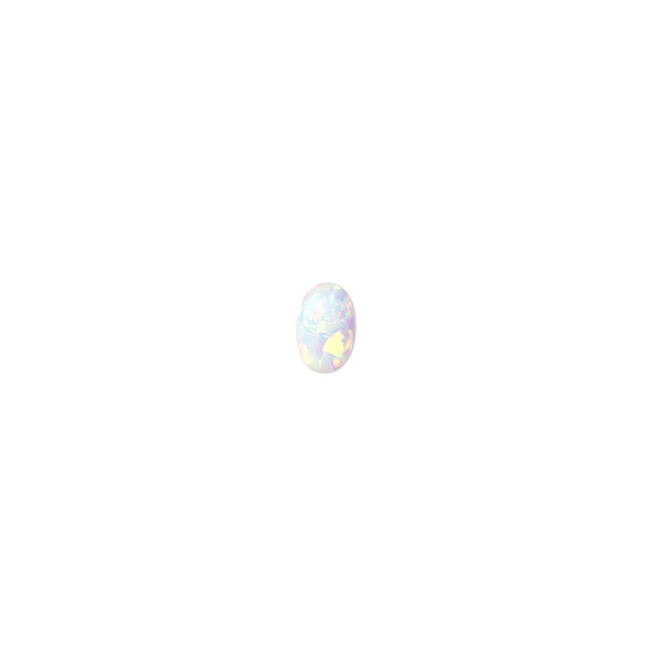 Cabochon, "opal" (silica and epoxy) (man-made), white, 6x4mm calibrated oval. Sold per pkg of 2. image number 0