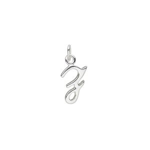 Charm, sterling silver, 9x8mm Champagne cursive alphabet letter "Z." Sold individually.