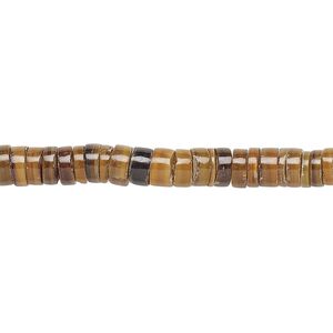 Bead, brown pen shell (natural), 4-5mm hand-cut heishi, Mohs hardness 3-1/2. Sold per 24-inch strand.
