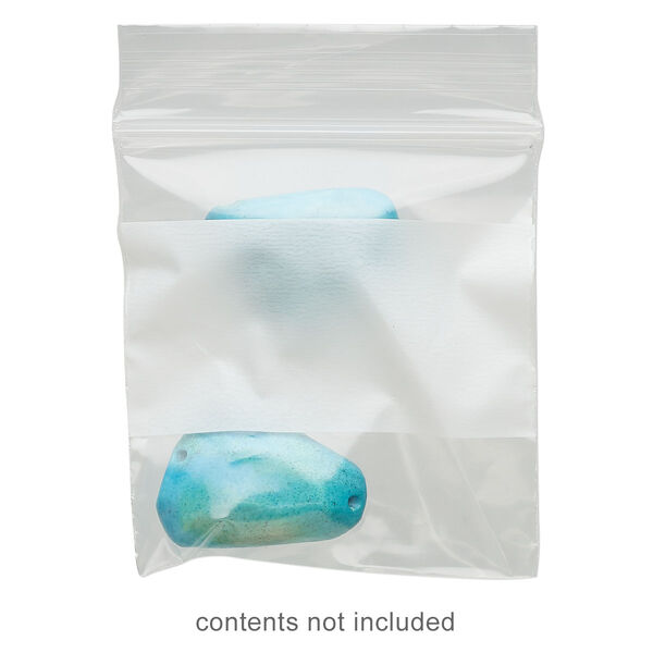 Bag, Tite-Lip™, plastic, clear and white, 2-inch top zip with block. Sold per pkg of 100. image number 0