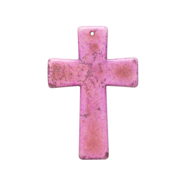 "Magnesite" / resin 1pkg1, top-drilled cross focal pink / brown 60x40mm image number 2