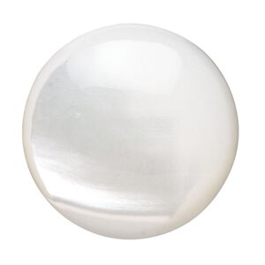 Cabochon, trochus shell (natural), 18mm calibrated round, Mohs hardness 3-1/2. Sold per pkg of 2.