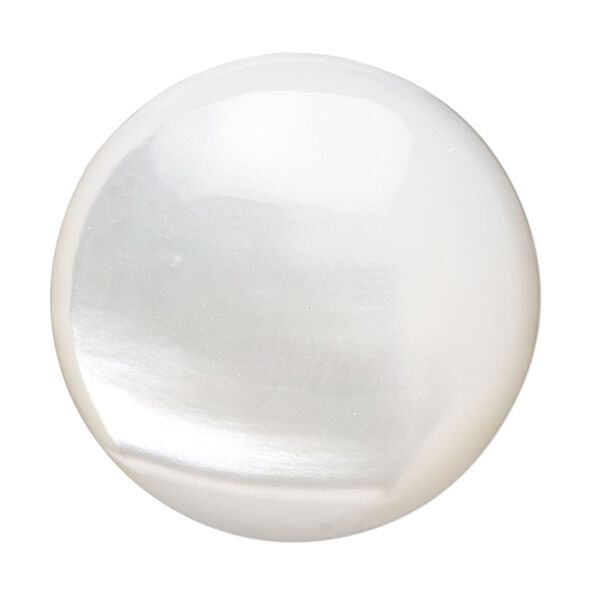 Cabochon, trochus shell (natural), 18mm calibrated round, Mohs hardness 3-1/2. Sold per pkg of 2. image number 0
