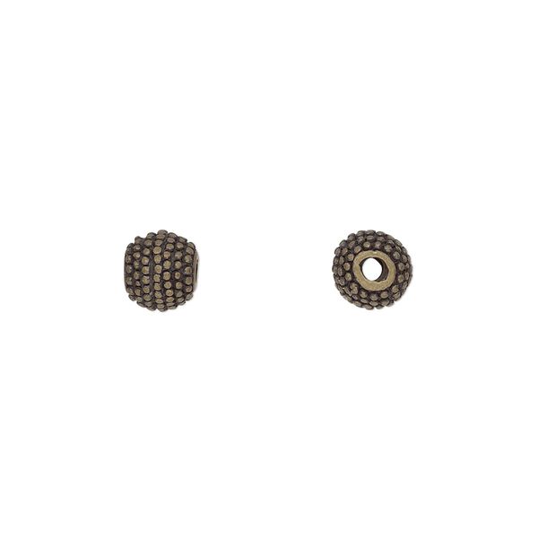 Bead, antiqued gold-plated aluminum, 6mm textured round. Sold per pkg of 10. image number 0