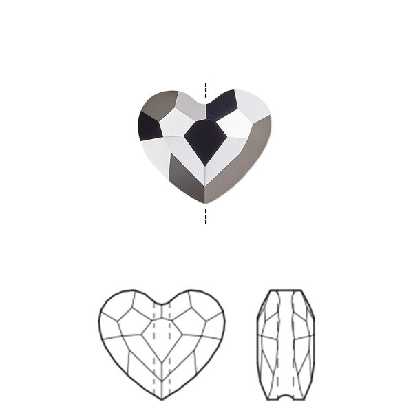 Bead 72pk crystal silver night 2X, Swarovski® 12mm love 5741 image number 0