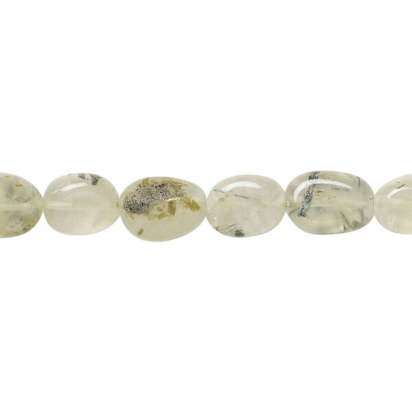 Prehnite 1pkg1, hand-cut puffed oval bead natural, 13 inch 8x6mm-12x8mm light image number 0
