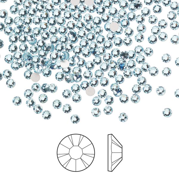 Flat back 1440pk aquamarine foil back, Preciosa MAXIMA Czech crystal rhinestone 2.1-2.3mm chaton rose round SS7 image number 0