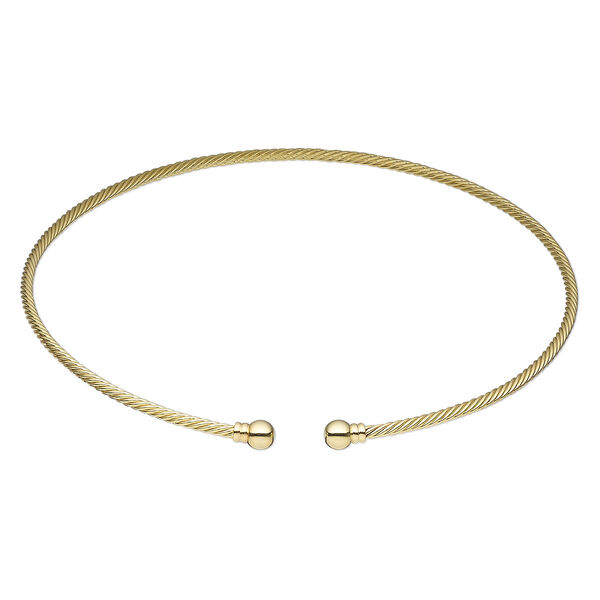 Neckwire, gold-plated brass, 3.5mm rigid twisted wire, 18 inches with 8mm threaded ball end. Sold individually. image number 0