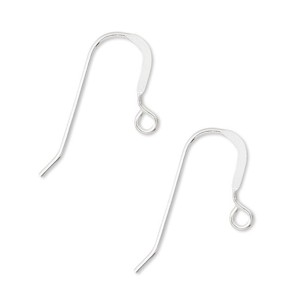 Ear wire, sterling silver-filled, 15mm flat fishhook with open loop, 20 gauge. Sold per pkg of 5 pairs. image number 0