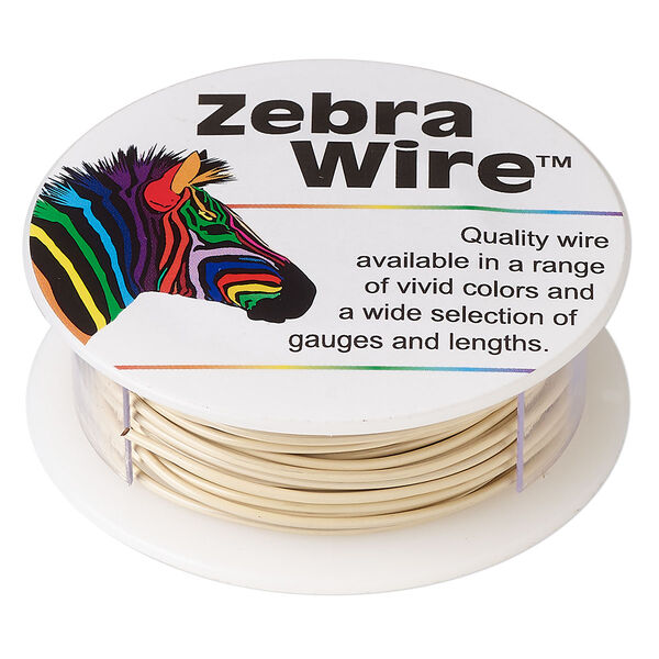 Wire, Zebra Wire™, color-coated copper, cream, round, 18 gauge. Sold per 10-yard spool. image number 0