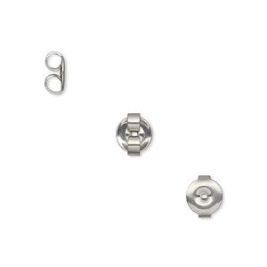 Earnut 1pkg20, 7x6mm round, stainless steel 10 pair