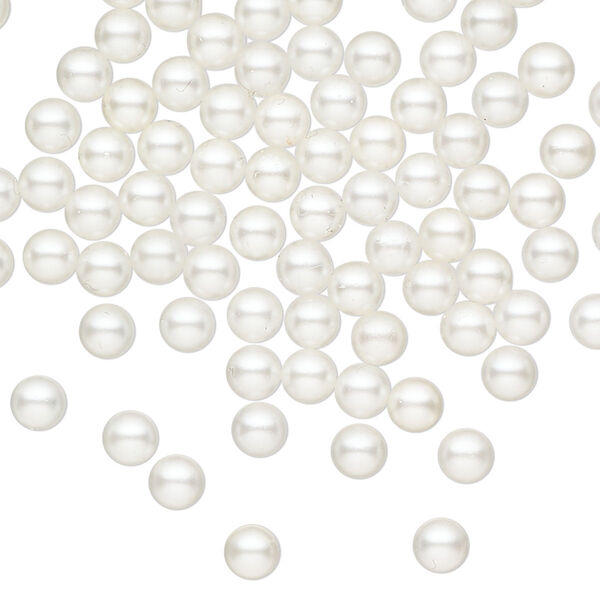 Bead, acrylic, cream pearl, 4mm undrilled round. Sold per pkg of 100. image number 0