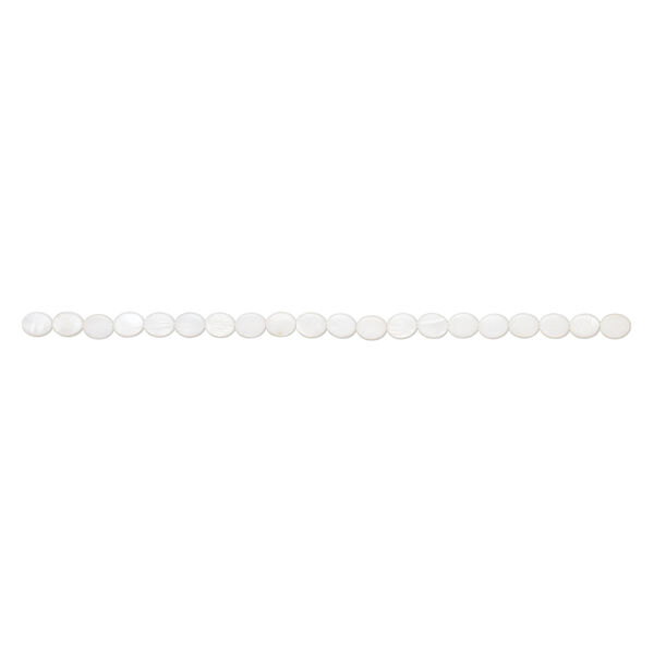 Mother-of-pearl shell 1pkg1, flat oval bead 15 inch white 12x10mm image number 1